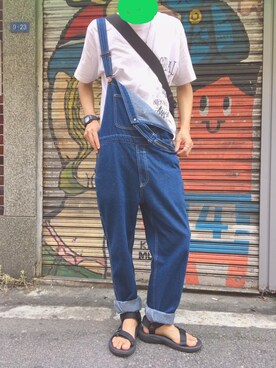 「coen（コーエン）のアイテム（オールインワン・サロペット）」を使った、teraさん（メンズ・170cm）の夏コーディネート