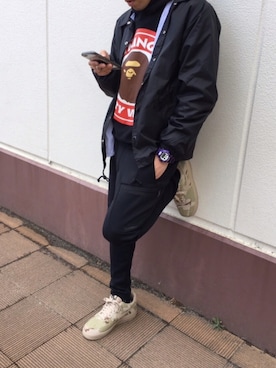 「AIR FORCE 1」｜「アイテム（ナイロンジャケット）」を使った、スニ介さん（メンズ・165cm）の冬コーディネート