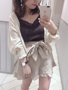 「アイテム（トップス、ブラウン系）」を使った、aiminnさん（レディース・146cm）の春コーディネート