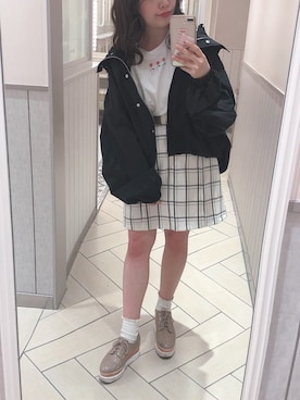 「袖ボリューム」｜「アイテム（マウンテンパーカー）」を使った、aiminnさん（レディース・146cm）の春コーディネート