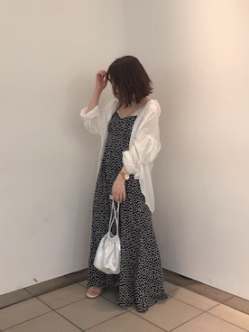「one after another NICE CLAUP（ワンアフターアナザーナイスクラップ）のアイテム（ジャンパースカート）」を使った、aiminnさん（レディース・146cm）の夏コーディネート