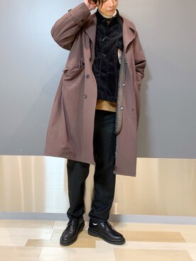 「HARE（ハレ）のアイテム（チェスターコート）」を使った、ヒロさん（メンズ・182cm）の冬コーディネート