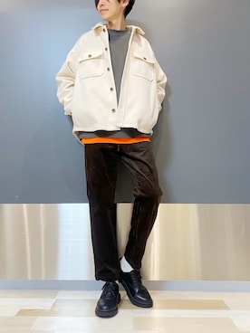 「オフホワイト」｜「アイテム（その他）」を使った、ヒロさん（メンズ・182cm）の冬コーディネート