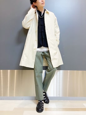 「RAGEBLUE（レイジブルー）のアイテム（ステンカラーコート）」を使った、ヒロさん（メンズ・182cm）の春コーディネート