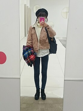 「シャツ付きニット」｜shi-さん（レディース・158cm）の冬コーディネート