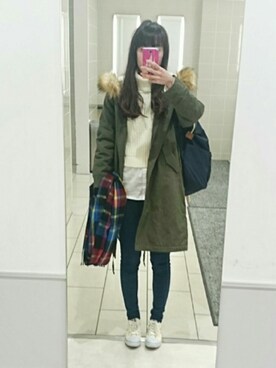 「シャツ付きニット」｜shi-さん（レディース・158cm）の冬コーディネート