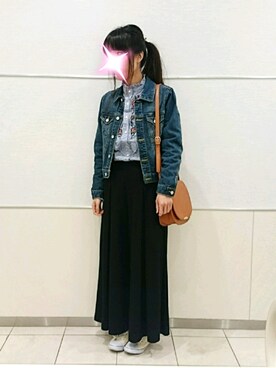「スプリングSENSEOFPLACE」｜「アイテム（デニムジャケット）」を使った、shi-さん（レディース・158cm）の春コーディネート