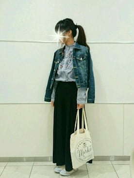 「スプリングSENSEOFPLACE」｜「アイテム（デニムジャケット）」を使った、shi-さん（レディース・158cm）の春コーディネート