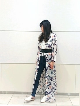 「サッシュベルト」｜「アイテム（その他アウター）」を使った、shi-さん（レディース・158cm）の春コーディネート