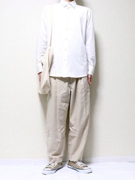 tatsuさんの「イージーケアジャージースリムフィットシャツ（長袖）」を使ったコーディネート
