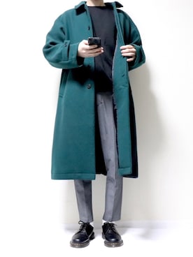 「アイテム（ステンカラーコート）」を使った、tatsuさん（メンズ・175cm・20代）の冬コーディネート
