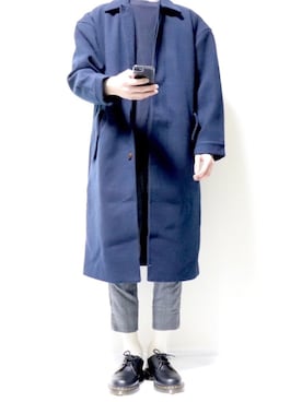 「アイテム（ステンカラーコート）」を使った、tatsuさん（メンズ・175cm・20代）の冬コーディネート