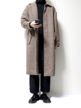 「アイテム（ステンカラーコート）」を使った、tatsuさん（メンズ・175cm・20代）の冬コーディネート