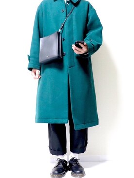 「アイテム（ステンカラーコート）」を使った、tatsuさん（メンズ・175cm・20代）の冬コーディネート