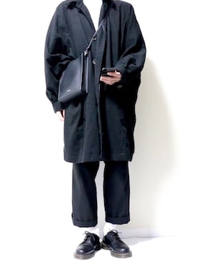 「アイテム（ステンカラーコート）」を使った、tatsuさん（メンズ・175cm・20代）の冬コーディネート