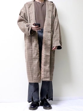 「アイテム（ステンカラーコート）」を使った、tatsuさん（メンズ・175cm・20代）の春コーディネート