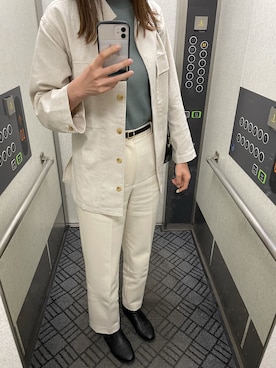 「セットアップ風」｜「アイテム（ブルゾン）」を使った、chi.さん（レディース・177cm）の春コーディネート