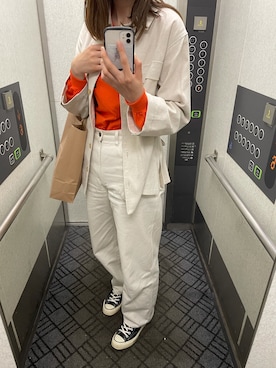 「セットアップ風」｜「アイテム（ブルゾン）」を使った、chi.さん（レディース・177cm）の春コーディネート