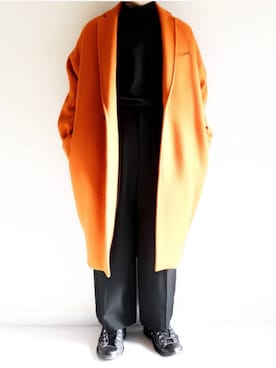 「neonsign」｜「アイテム（チェスターコート）」を使った、シュウヘイさん（メンズ・170cm）の春コーディネート