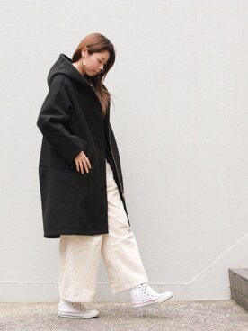 「コクーンコート」｜「アイテム（その他）」を使った、perky room スタッフさん（レディース・158cm）の冬コーディネート