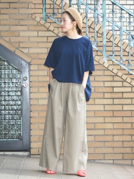 「perkyroom」｜「アイテム（ハンチング/ベレー帽）」を使った、perky room スタッフさん（レディース・152cm）の春コーディネート