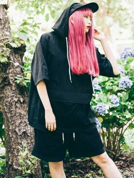 「summer」｜「アイテム（ナイロンジャケット）」を使った、perky room スタッフさん（レディース・170cm）の夏コーディネート