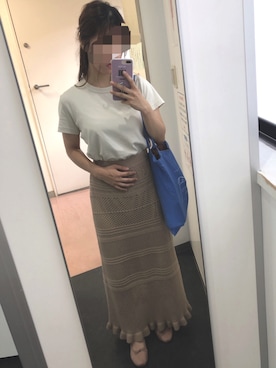 「クルーネックTシャツ」｜「アイテム（バレエシューズ）」を使った、sakiさん（レディース・155cm）の秋コーディネート