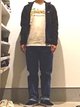 「ペインターパンツ」｜「アイテム（スリッポン）」を使った、ボルさん（メンズ・172cm）の秋コーディネート