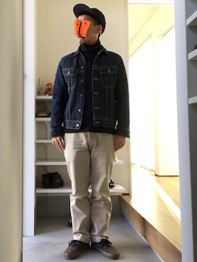 「Pilgrim Surf Supply（ピルグリムサーフサプライ）のアイテム（帽子）」を使った、ボルさん（メンズ・172cm）の冬コーディネート