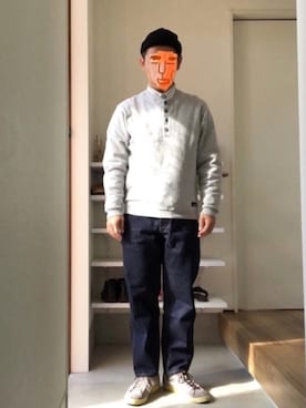 「スエット」｜「アイテム（ニットキャップ/ビーニー）」を使った、ボルさん（メンズ・172cm）の春コーディネート