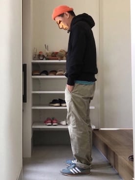 「ピスタチオ」｜「アイテム（ニットキャップ/ビーニー）」を使った、ボルさん（メンズ・172cm）の春コーディネート