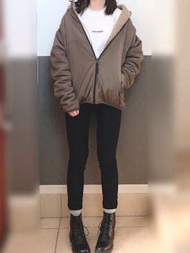 「STARTING OVER」｜「アイテム（ブルゾン）」を使った、揺さん（レディース・161cm）の冬コーディネート