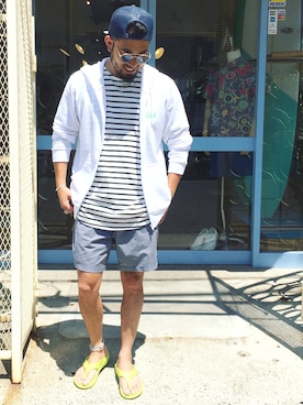 「アイテム（アンクレット、ホワイト系）」を使った、yuichiroさん（メンズ・170cm）の夏コーディネート