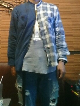 「sasquatchfabrixのアイテム（Tシャツ/カットソー、グレー系）」を使った、たかしさん（メンズ・172cm）の春コーディネート