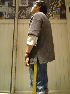 「off-whiteのアイテム（ベルト、イエロー系）」を使った、たかしさん（メンズ・172cm）の春コーディネート