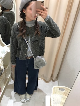 「スプリングSENSEOFPLACE」｜「アイテム（ハンチング/ベレー帽）」を使った、さらさん（レディース・163cm）の冬コーディネート