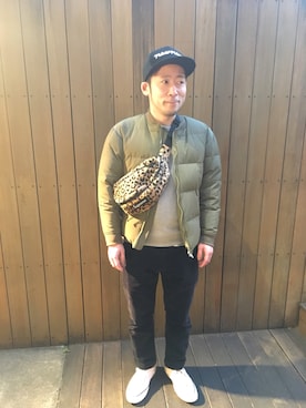 「newneu.（ニューニュー）のアイテム（帽子）」を使った、カワテツさん（メンズ・165cm）の冬コーディネート