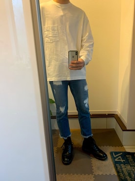 「Dr. Martens（ドクターマーチン）のDr.Martens ドクターマーチン 1460Z 8EYE BOOT 8ホールブーツ 11822006 BLACK（ブーツ）」を使った、ゆーさん（メンズ・174cm）の春コーディネート