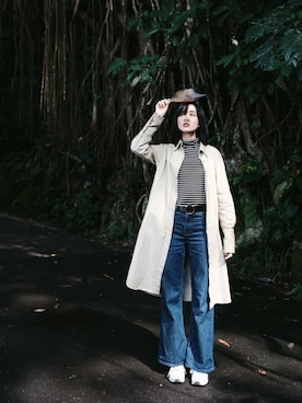 「春色」｜「アイテム（ピーコート）」を使った、好难找的sunny🌞さん（レディース・172cm）の春コーディネート