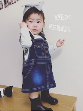 「Wrangler（ラングラー）のアイテム（オールインワン・サロペット）」を使った、Nico◡̈♥︎さん（キッズ・70cm）の春コーディネート