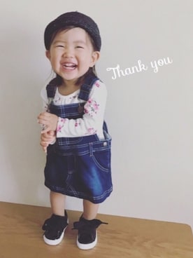 「Wrangler（ラングラー）のアイテム（オールインワン・サロペット）」を使った、Nico◡̈♥︎さん（キッズ・70cm）の秋コーディネート