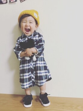 「HusHusH（ハッシュアッシュ）のアイテム（ワンピース/ドレス）」を使った、Nico◡̈♥︎さん（キッズ・70cm）の秋コーディネート