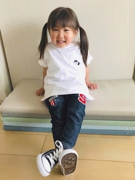 「ワッペン」｜「アイテム（その他）」を使った、Nico◡̈♥︎さん（キッズ・80cm）の春コーディネート