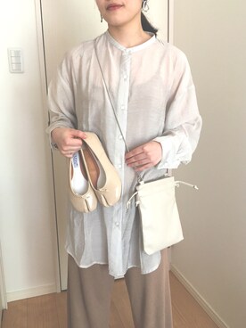 「部屋撮り」｜「アイテム（セットアップ）」を使った、よちこさん（レディース・153cm）の春コーディネート