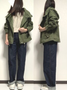 「GRL（グレイル）のアイテム（モッズコート）」を使った、kie♡さん（レディース・159cm）の春コーディネート