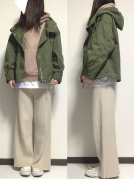 「GRL（グレイル）のアイテム（モッズコート）」を使った、kie♡さん（レディース・159cm）の春コーディネート