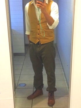 「カーキパンツ」｜中村 健太郎さん（メンズ・173cm）の秋コーディネート