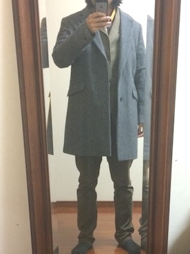 「秋」｜「アイテム（ピーコート）」を使った、中村 健太郎さん（メンズ・173cm）の秋コーディネート