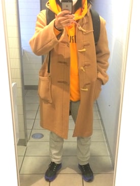 「NIKE」｜「アイテム（ダッフルコート）」を使った、中村 健太郎さん（メンズ・173cm）の冬コーディネート