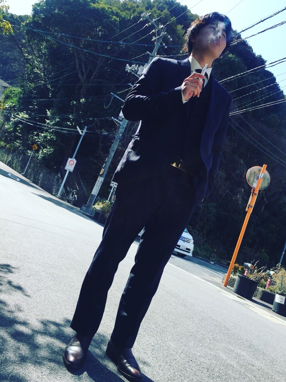 「KENZOのアイテム（セットアップ、ブラック系）」を使った、shuuuuunさん（メンズ・174cm）の春コーディネートの1枚目の写真